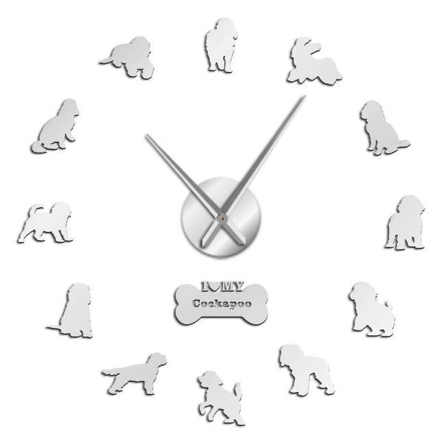 Cockapoo Dog Wall Clock Cockapoo Dog Wall Clock Furvenzy Silver 27 Inch