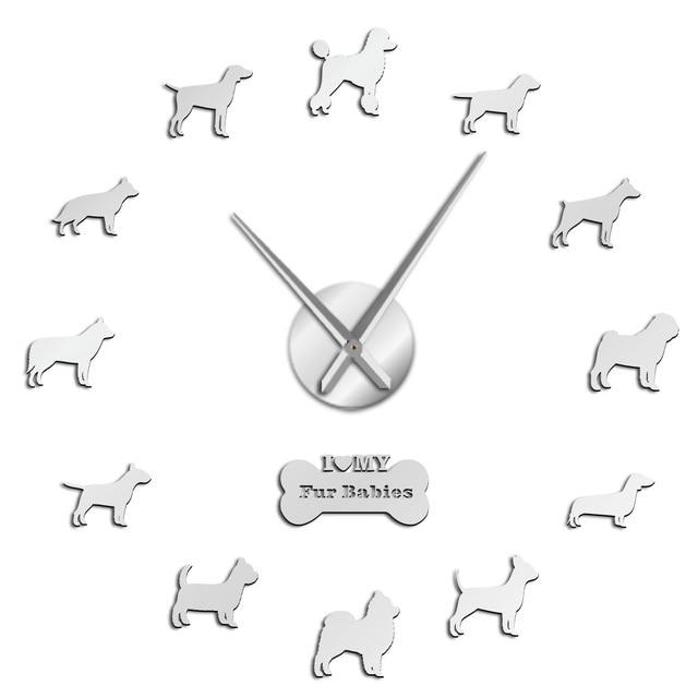 Doberman Pomeranian Wall Clock Doberman Pomeranian Wall Clock Furvenzy Silver 27 Inch