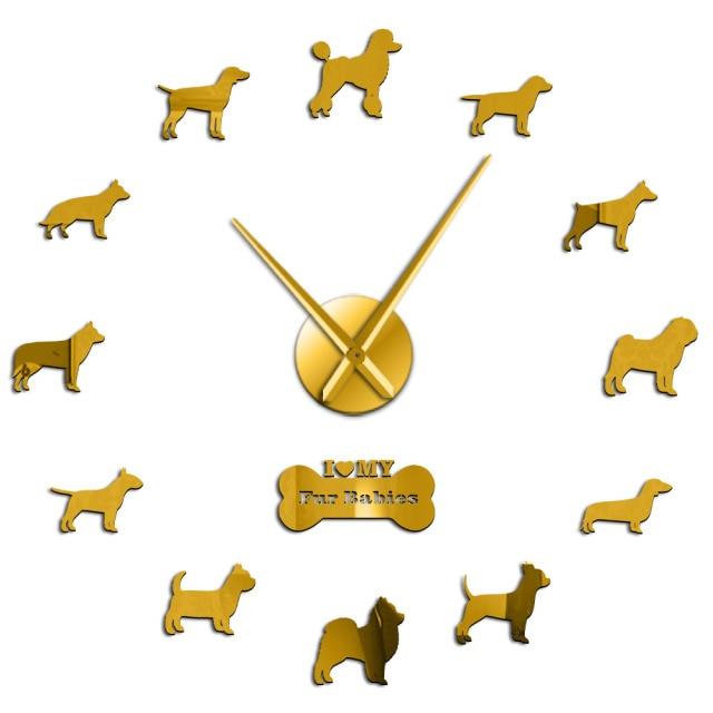 Doberman Pomeranian Wall Clock Doberman Pomeranian Wall Clock Furvenzy Gold 27 Inch