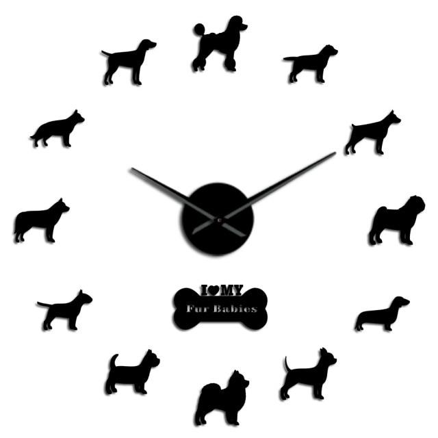 Doberman Pomeranian Wall Clock Doberman Pomeranian Wall Clock Furvenzy Black 27 Inch