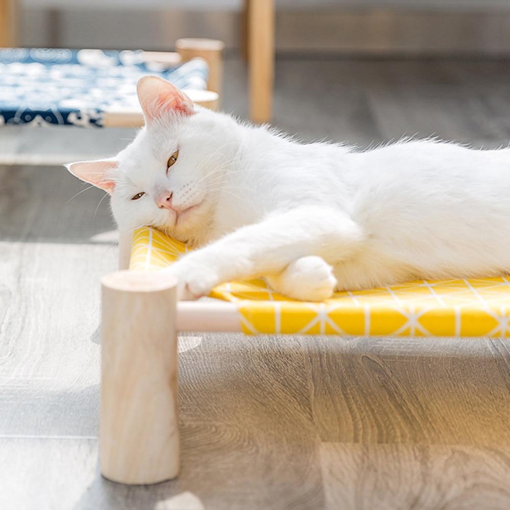 Elevated Cat Bed Hammocks - Wood Canvas Elevated Cat Bed Hammocks - Wood Canvas Furvenzy