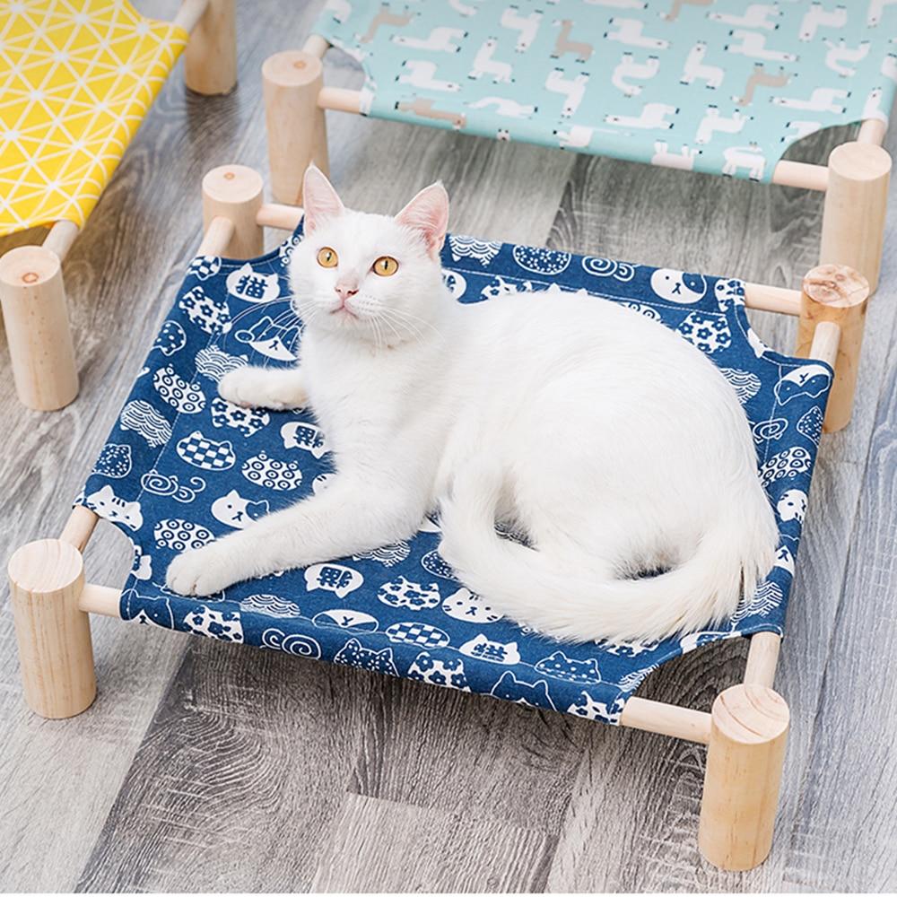 Elevated Cat Bed Hammocks - Wood Canvas Elevated Cat Bed Hammocks - Wood Canvas Furvenzy