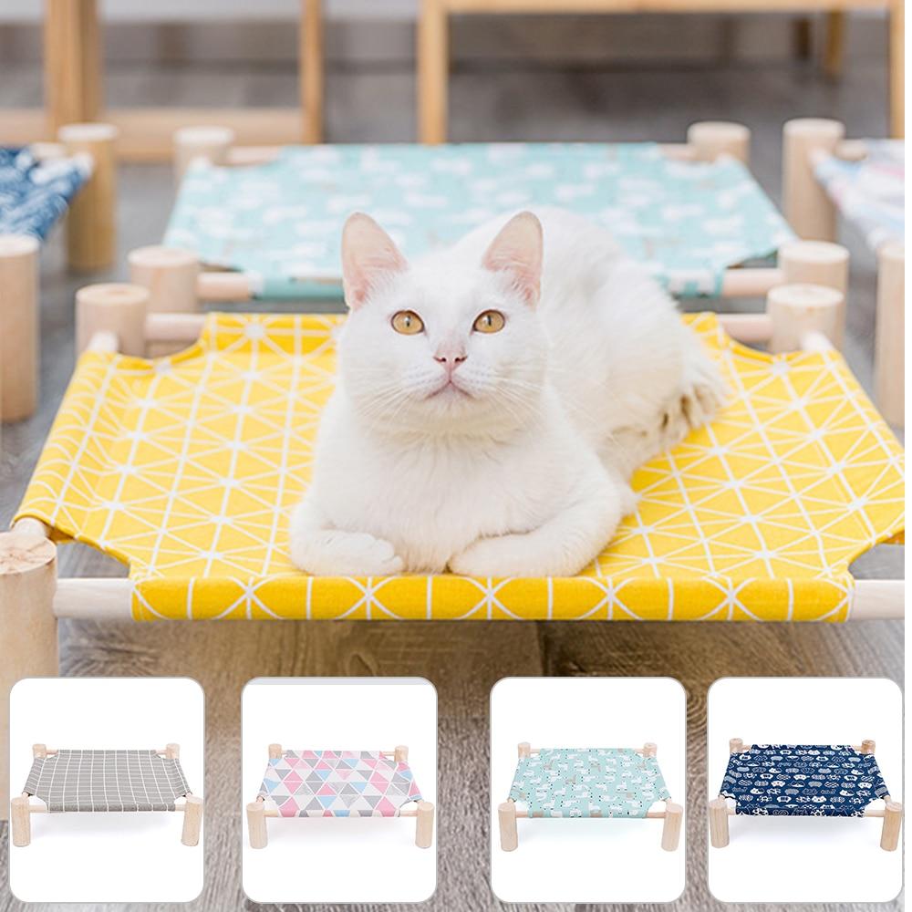 Elevated Cat Bed Hammocks - Wood Canvas Elevated Cat Bed Hammocks - Wood Canvas Furvenzy