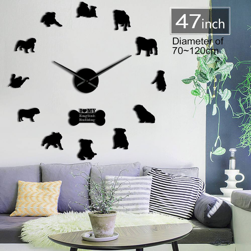 English Bulldog Wall Clock English Bulldog Wall Clock Furvenzy Black 47 Inch