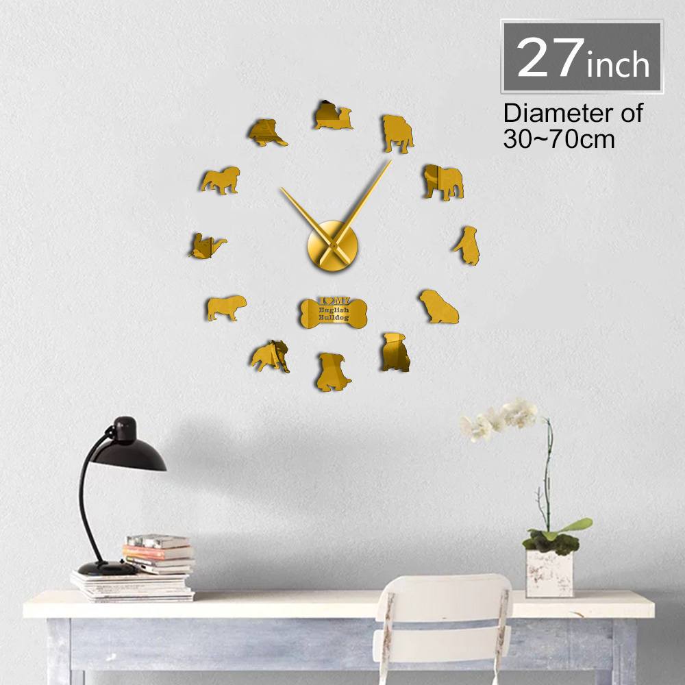 English Bulldog Wall Clock English Bulldog Wall Clock Furvenzy Gold 27 Inch