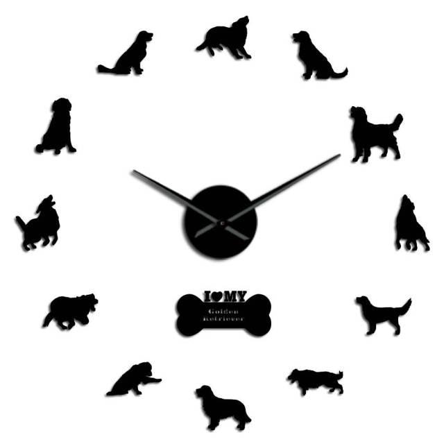 Golden Retriever Wall Clock Golden Retriever Wall Clock Furvenzy Black 27 Inch