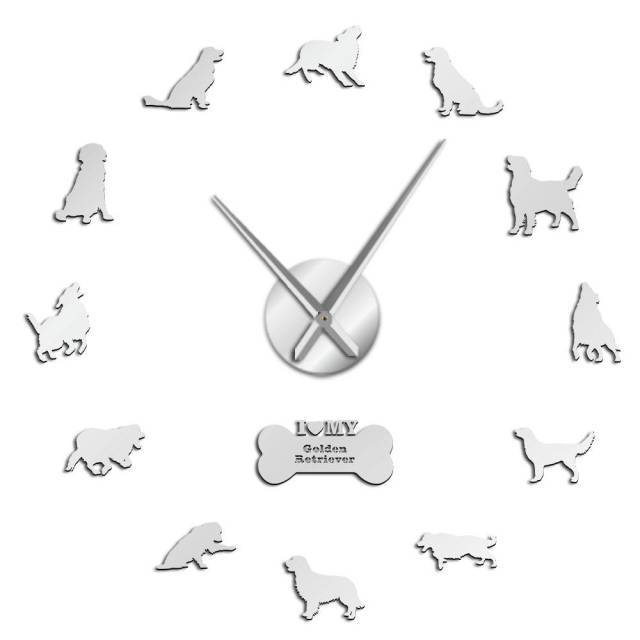 Golden Retriever Wall Clock Golden Retriever Wall Clock Furvenzy Silver 27 Inch