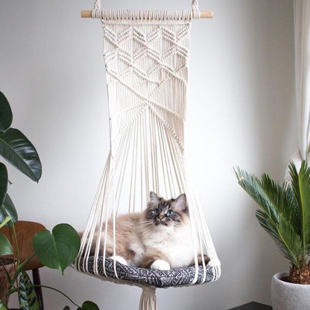 Hand-Woven Hanging Cotton Cat Dog Hammock Hand-Woven Hanging Cotton Cat Dog Hammock Furvenzy