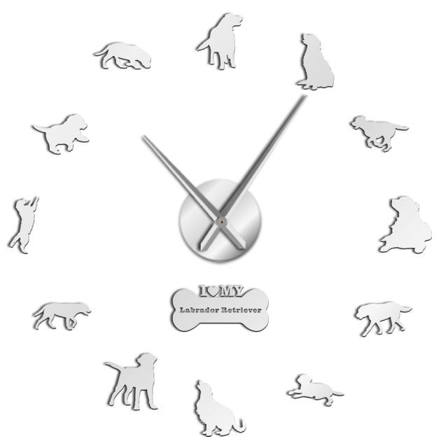 Labrador Retriever Wall Clock Labrador Retriever Wall Clock Furvenzy Silver 27 Inch