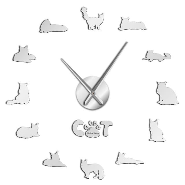 Maine Coon Cat Wall Clock Maine Coon Cat Wall Clock Furvenzy Silver 27 Inch