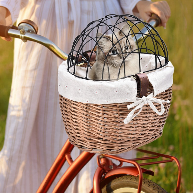 Pet Bike Front Basket Carrier Handwoven
