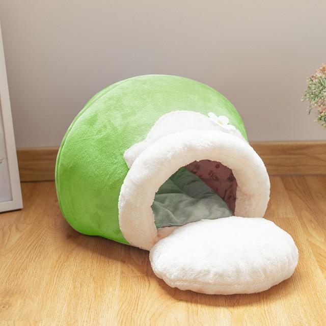 Plush Cat Bed Cave Sleeping Plush Cat Bed Cave Sleeping Furvenzy S 56x35x29cm Green