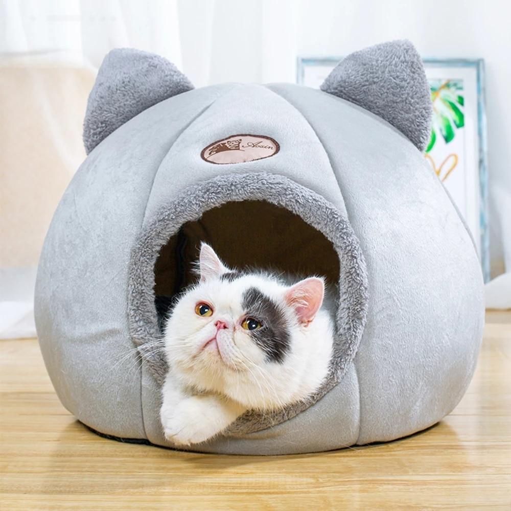 Plush Cat Bed Cave Sleeping Plush Cat Bed Cave Sleeping Furvenzy