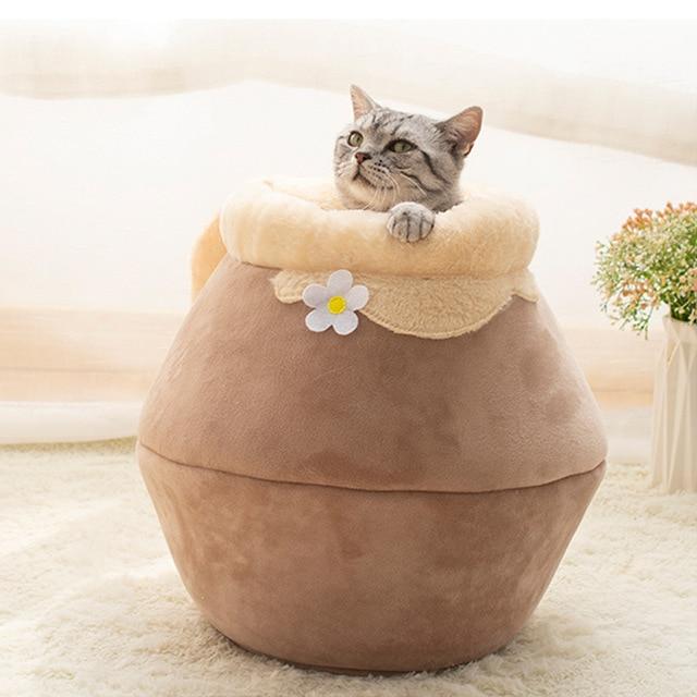 Plush Cat Bed Cave Sleeping Plush Cat Bed Cave Sleeping Furvenzy S 56x35x29cm Brown
