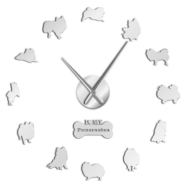 Pomeranian Spitz Wall Clock Pomeranian Spitz Wall Clock Furvenzy Silver 27 Inch