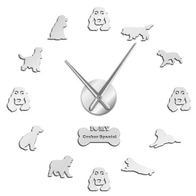 Cocker Spaniel Wall Clock Cocker Spaniel Wall Clock Furvenzy Silver 27 Inch