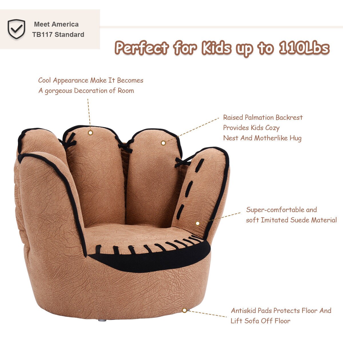 Five Fingers Baseball Glove Shaped Kids Leisure Upholstered Sofa Five Fingers Baseball Glove Shaped Kids Leisure Upholstered Sofa Furvenzy