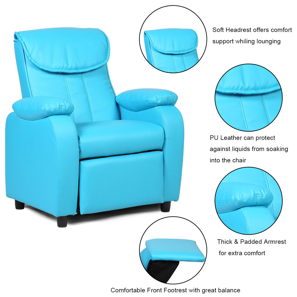 Kids Recliner Chair - Blue Kids Recliner Chair - Blue Furvenzy