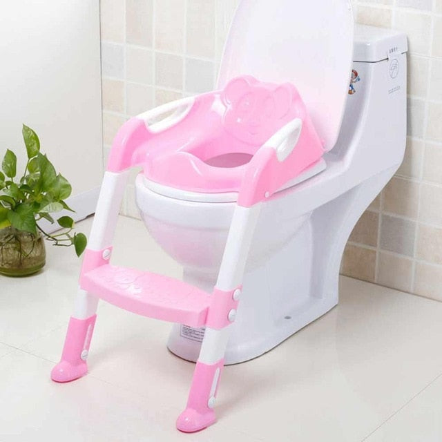 Super Potty Trainer - Folding Toilet Training Seat & Commode Cover Super Potty Trainer - Folding Toilet Training Seat & Commode Cover Furvenzy Pink Ladder