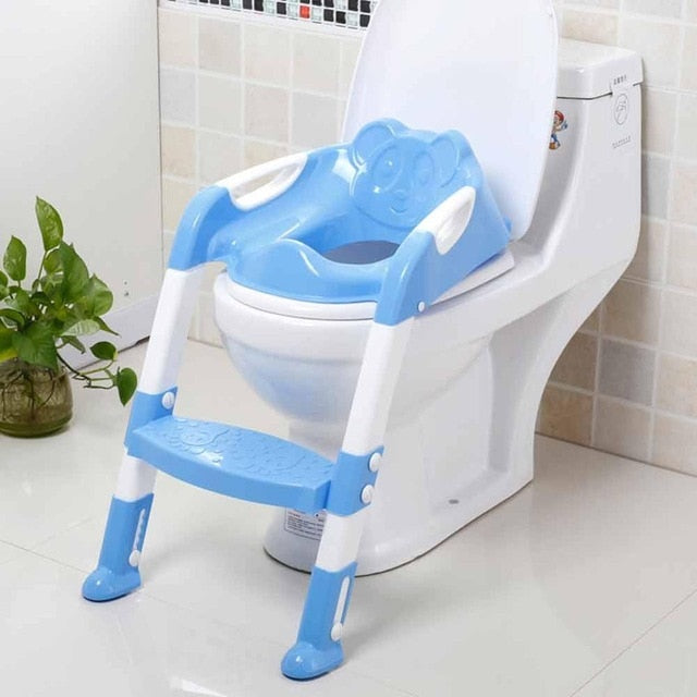 Super Potty Trainer - Folding Toilet Training Seat & Commode Cover Super Potty Trainer - Folding Toilet Training Seat & Commode Cover Furvenzy Blue Ladder