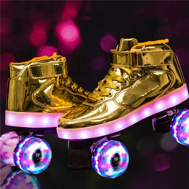 Outdoor Roller Skates for Women & Men - LED Outdoor Roller Skates for Women & Men - LED Furvenzy Gold Men's 4 (Ladies 5)
