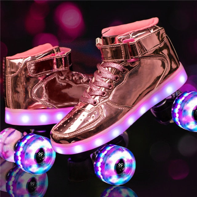 Outdoor Roller Skates for Women & Men - LED Outdoor Roller Skates for Women & Men - LED Furvenzy Pink Men's 4 (Ladies 5)