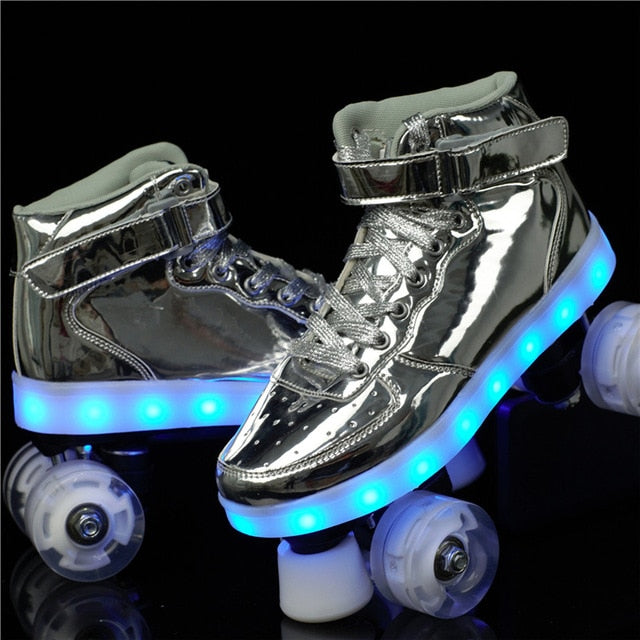 Outdoor Roller Skates for Women & Men - LED Outdoor Roller Skates for Women & Men - LED Furvenzy Silver Men's 4 (Ladies 5)