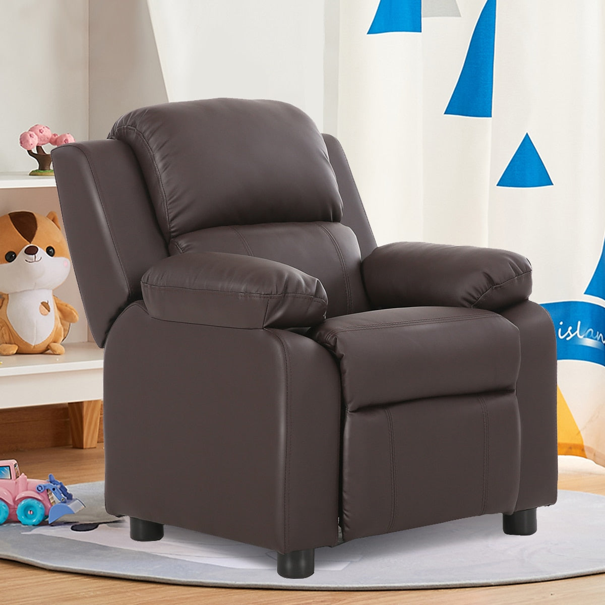 Kids Recliner Chair - Deluxe Padded Brown Kids Recliner Chair - Deluxe Padded Brown Furvenzy
