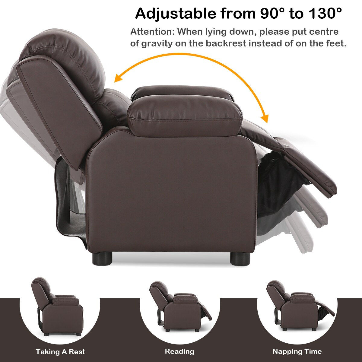 Kids Recliner Chair - Deluxe Padded Brown Kids Recliner Chair - Deluxe Padded Brown Furvenzy