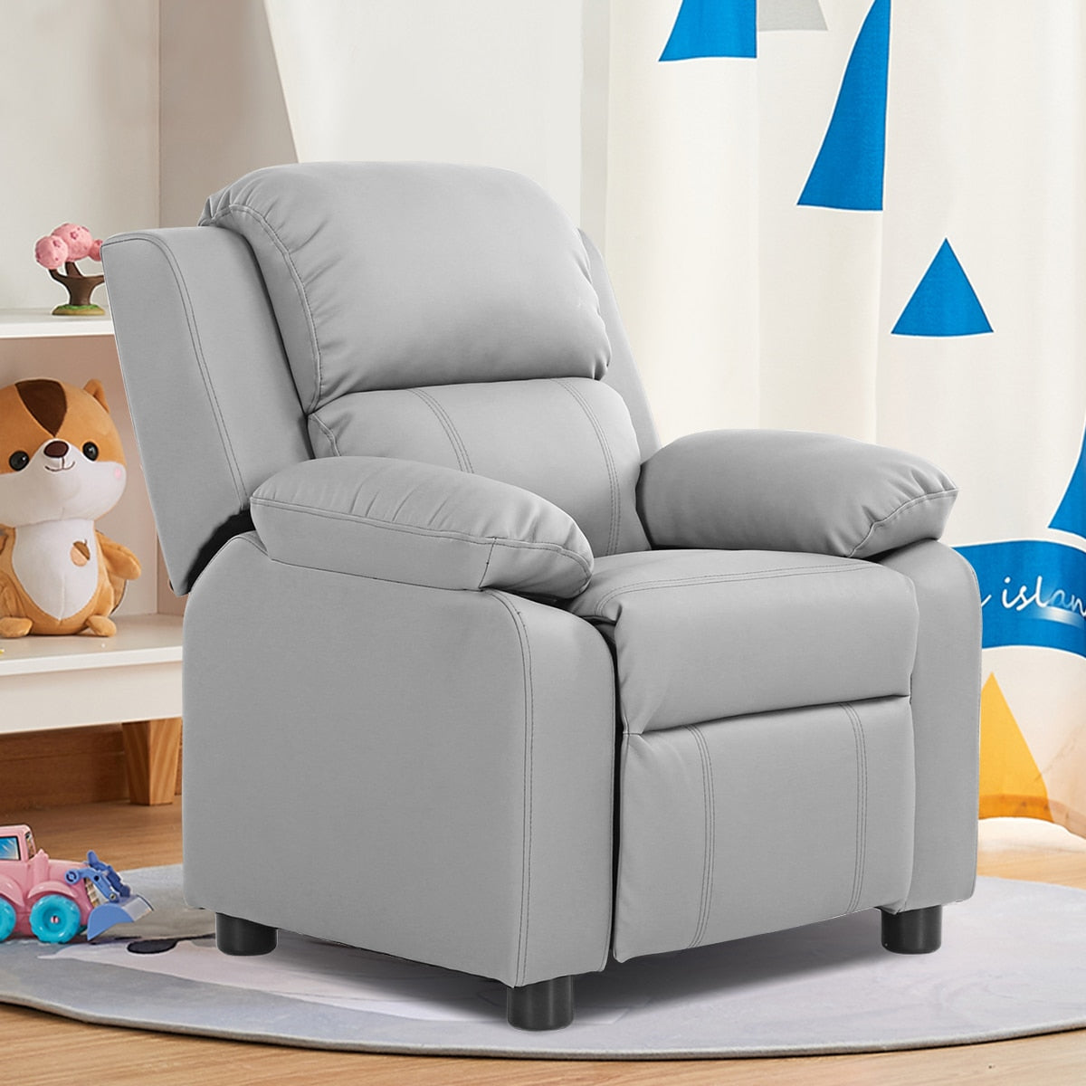 Kids Recliner Chair - Deluxe Padded Gray Kids Recliner Chair - Deluxe Padded Gray Furvenzy