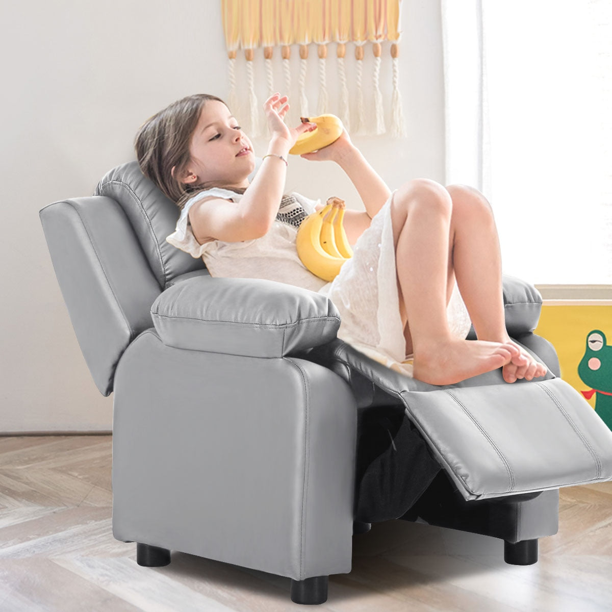 Kids Recliner Chair - Deluxe Padded Gray