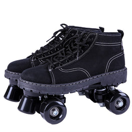 Outdoor Roller Skates for Women & Men - Black Furvenzy Black Wheel Men's 6.5 (Ladies 7.5)