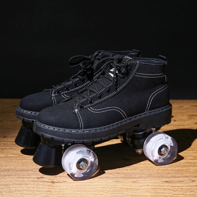 Outdoor Roller Skates for Women & Men - Black Outdoor Roller Skates for Women & Men - Black Furvenzy White Wheel Men's 6.5 (Ladies 7.5)