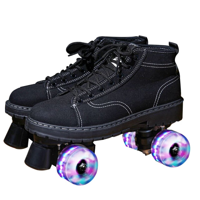Outdoor Roller Skates for Women & Men - Black Outdoor Roller Skates for Women & Men - Black Furvenzy Flash Wheel Men's 6.5 (Ladies 7.5)