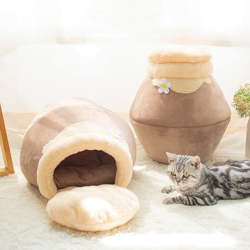 Plush Cat Bed Cave Sleeping Plush Cat Bed Cave Sleeping Furvenzy