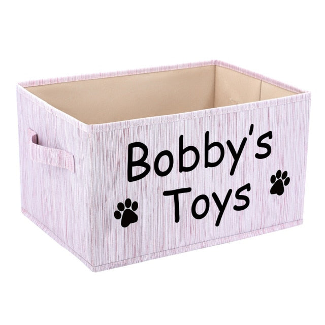 Personalized Dog Toy Basket Personalized Dog Toy Basket Furvenzy Pink Paw 36cmX26cmX21cm