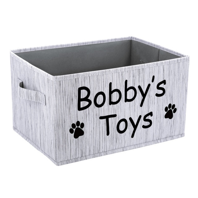 Personalized Dog Toy Basket Personalized Dog Toy Basket Furvenzy Gray Paw 36cmX26cmX21cm