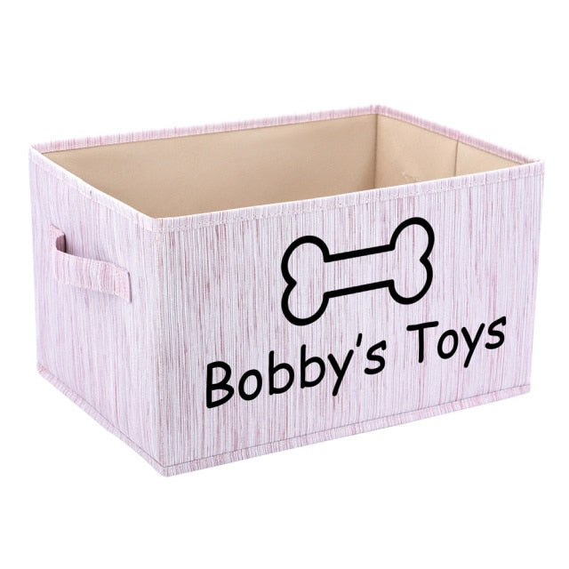 Personalized Dog Toy Basket Personalized Dog Toy Basket Furvenzy Pink Bone 36cmX26cmX21cm