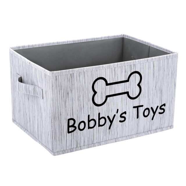 Personalized Dog Toy Basket Personalized Dog Toy Basket Furvenzy Gray Bone 36cmX26cmX21cm
