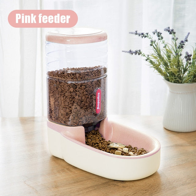 Dog Bowl Food Container Automatic Feeder & Water Dispenser Dog Bowl Food Container Automatic Feeder & Water Dispenser Furvenzy Pink Feeder 1