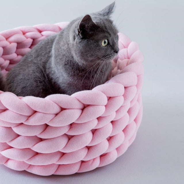 Warm Pet Cat Woven DIY Nest Warm Pet Cat Woven DIY Nest Furvenzy Pink 30cm