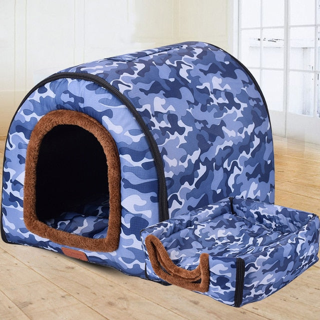 Foldable Dog House Pet Sofa Tent Foldable Dog House Pet Sofa Tent Furvenzy Camouflage Blue S