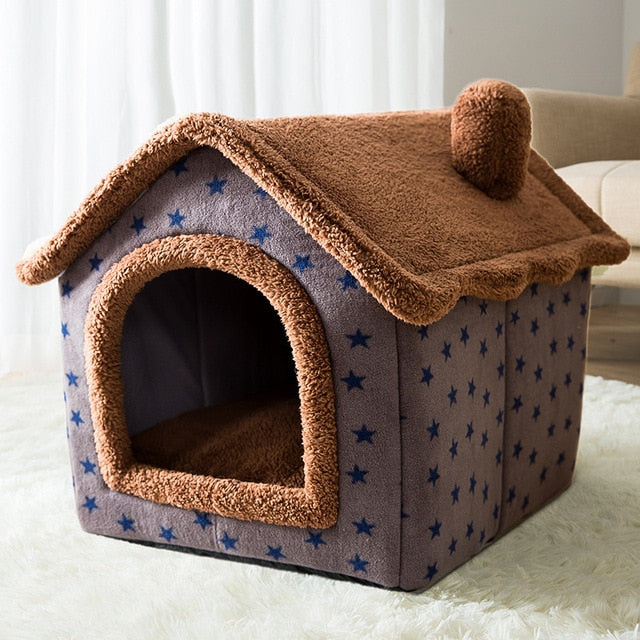 Foldable Indoor Pet House Cave for Dogs & Cats Foldable Indoor Pet House Cave for Dogs & Cats Furvenzy S 39X32X34 Coffee