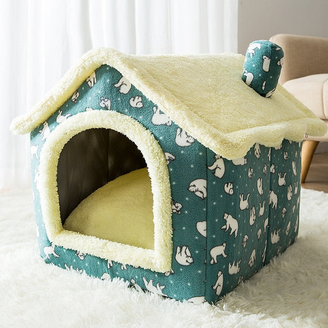 Foldable Indoor Pet House Cave for Dogs & Cats Foldable Indoor Pet House Cave for Dogs & Cats Furvenzy S 39X32X34 Green