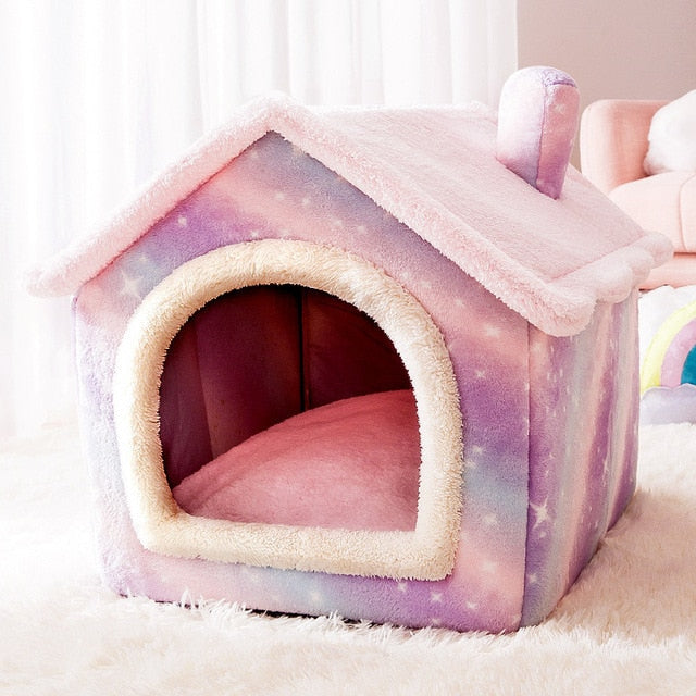 Foldable Indoor Pet House Cave for Dogs & Cats Foldable Indoor Pet House Cave for Dogs & Cats Furvenzy S 39X32X34 Pink