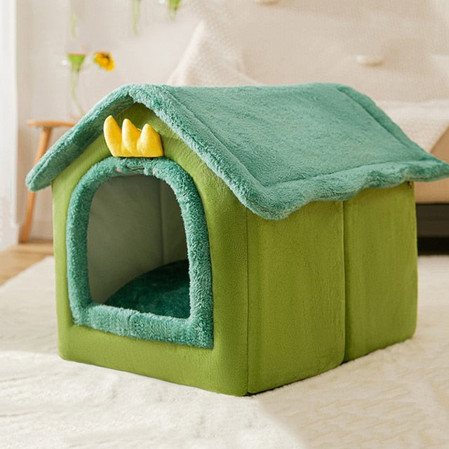 Foldable Indoor Pet House Cave for Dogs & Cats Foldable Indoor Pet House Cave for Dogs & Cats Furvenzy S 39X32X34 Dark Green
