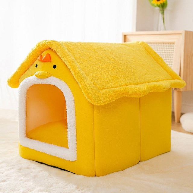 Foldable Indoor Pet House Cave for Dogs & Cats Foldable Indoor Pet House Cave for Dogs & Cats Furvenzy S 39X32X34 Yellow