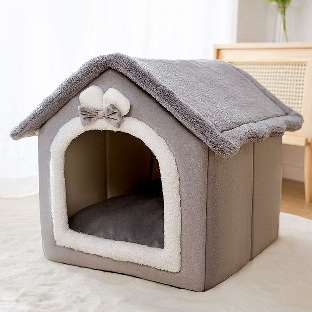 Foldable Indoor Pet House Cave for Dogs & Cats Foldable Indoor Pet House Cave for Dogs & Cats Furvenzy S 39X32X34 Grey