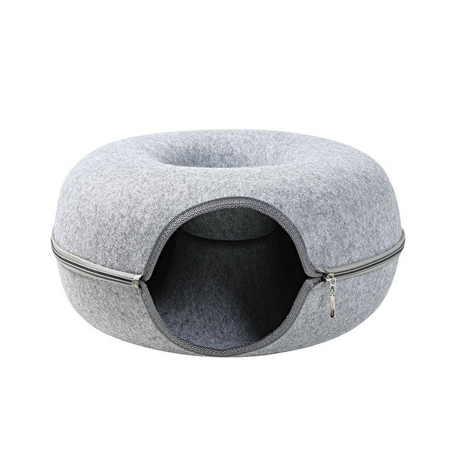Round Cat Tunnel Donut Bed Round Cat Tunnel Donut Bed Furvenzy Grey 50x50x20cm