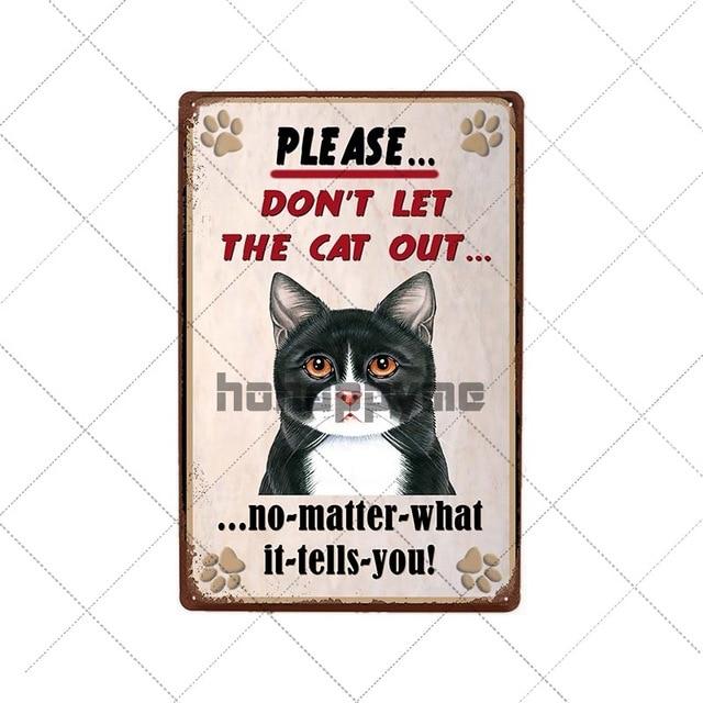 Retro Cats Wall Art Plaque Retro Cats Wall Art Plaque Furvenzy Don't Let the Cat Out